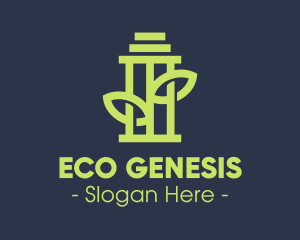 Green Environmental Pillar logo design