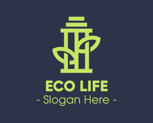 Green Environmental Pillar logo design