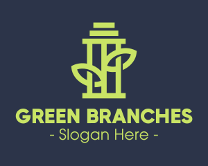 Green Environmental Pillar logo design