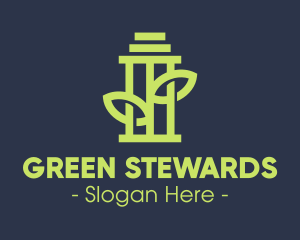 Green Environmental Pillar logo design