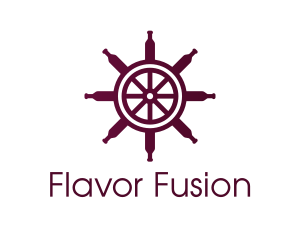 Wine Ship Wheel Helm logo design