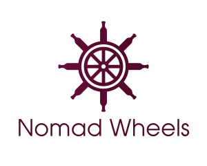 Wine Ship Wheel Helm logo design