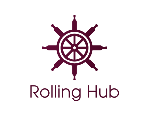 Wine Ship Wheel Helm logo design