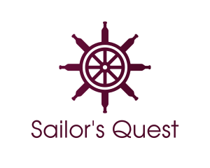 Wine Ship Wheel Helm logo design