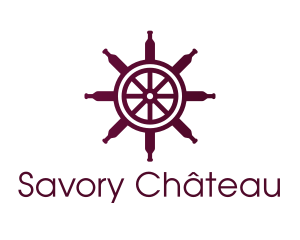 Wine Ship Wheel Helm logo design