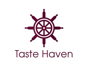 Wine Ship Wheel Helm logo design