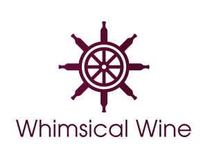 Wine Ship Wheel Helm logo design