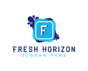 Abstract Cool Fresh Water Letter Splash logo