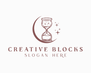 Moon Hourglass Sparkle logo design