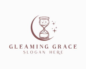 Moon Hourglass Sparkle logo design