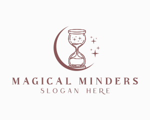 Moon Hourglass Sparkle logo design