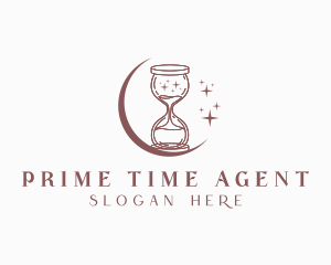 Moon Hourglass Sparkle logo design