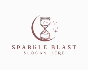 Moon Hourglass Sparkle logo design