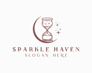 Moon Hourglass Sparkle logo design