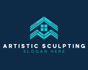 Blue House Roof Window logo design