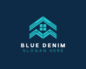 Blue House Roof Window logo design