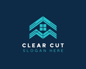 Blue House Roof Window logo design