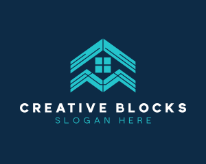 Blue House Roof Window logo design