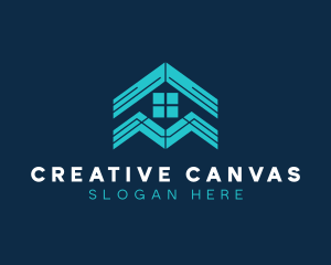 Blue House Roof Window logo design