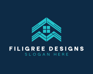 Blue House Roof Window logo design