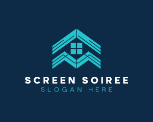 Blue House Roof Window logo design