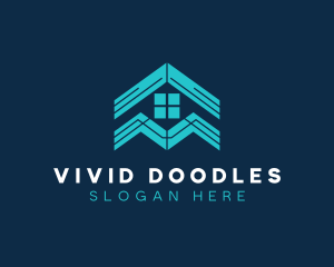 Blue House Roof Window logo design