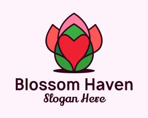 Heart Flower Bud logo design