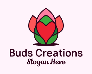 Heart Flower Bud logo design