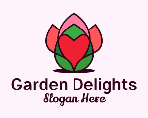 Heart Flower Bud logo design