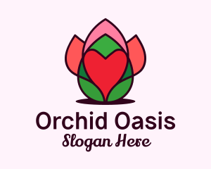 Heart Flower Bud logo design