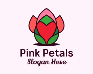 Heart Flower Bud logo design