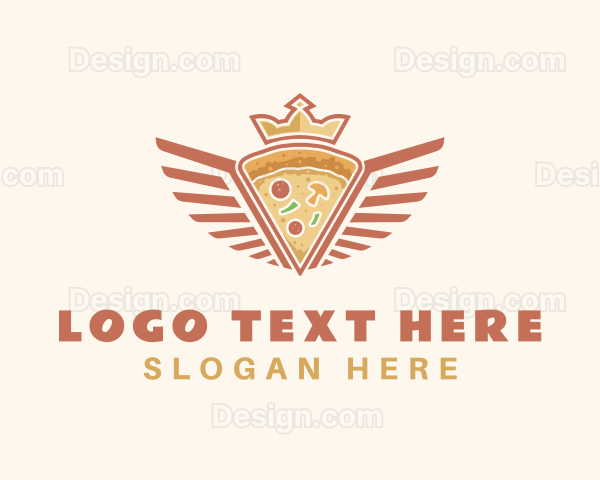 Retro Crown Pizza Wings Logo