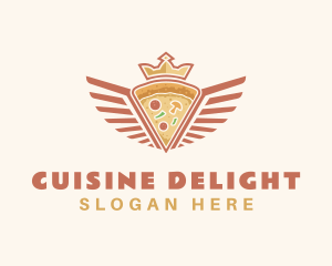 Retro Crown Pizza Wings logo design