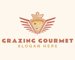 Retro Crown Pizza Wings logo design