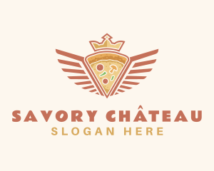 Retro Crown Pizza Wings logo design