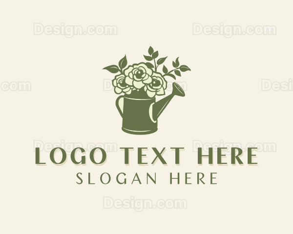 Rose Gardening Watering Can Logo