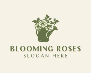 Rose Gardening Watering Can  logo design