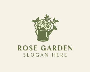 Rose Gardening Watering Can  logo design