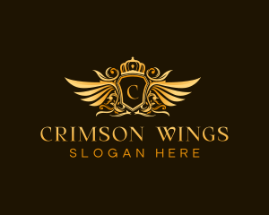 Crest Crown Wings logo design