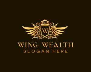 Crest Crown Wings logo design