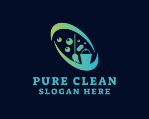Cleaning Mop Bucket logo design