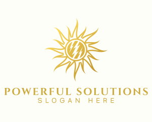 Thunderbolt Solar Sun logo design