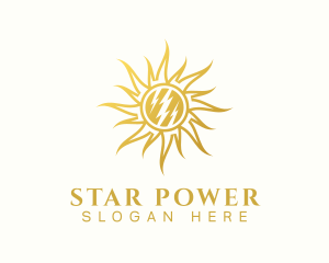 Thunderbolt Solar Sun logo design