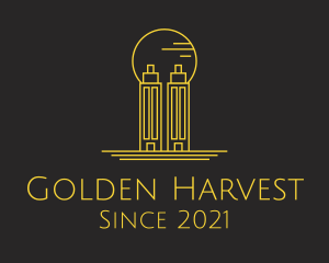 Golden Building Outline  logo design