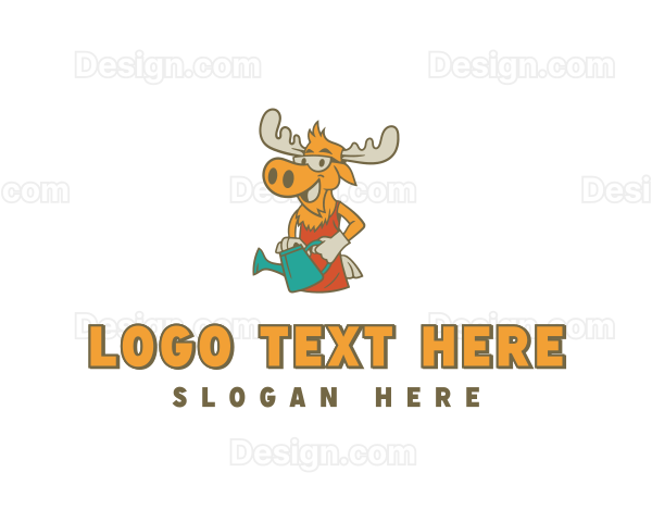 Moose Mascot Lawn Care Logo