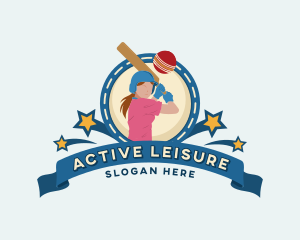 Cricket Female Player logo design