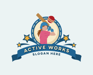 Cricket Female Player logo design