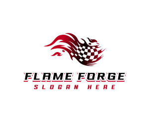 Racing Flag Flame logo design