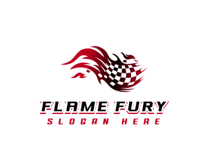 Racing Flag Flame logo design