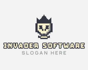 Pixel Skull Arcade logo design